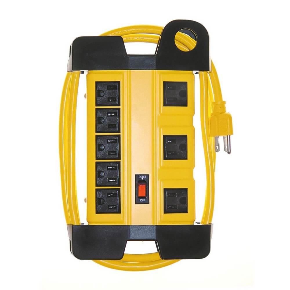 Prime PB801130 - 8-Outlet (5+3) Black Metal Shop Box w/ 6ft Cord & PRIME