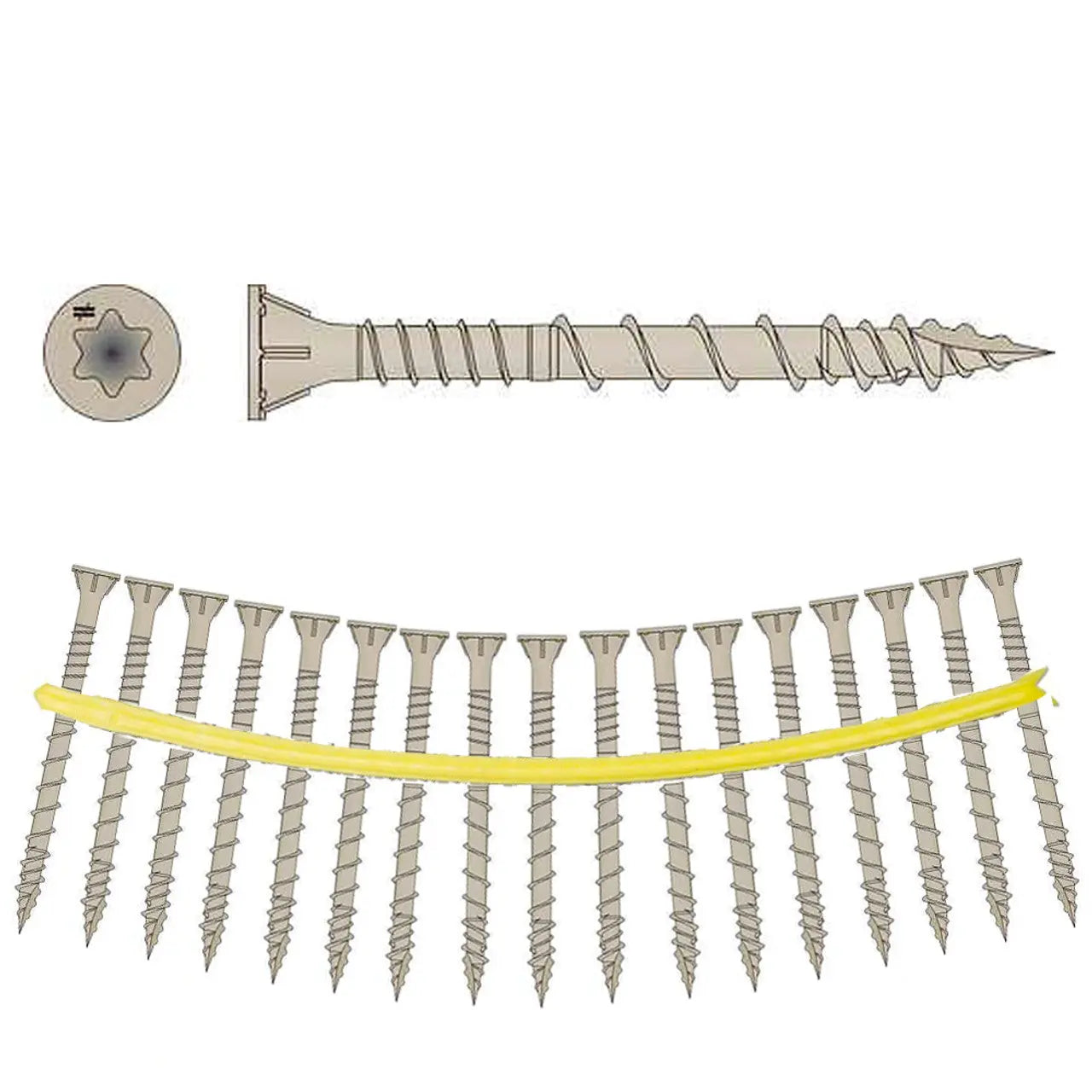 Quik Drive HCKDSVT158S - #8 x 1-5/8" T-25 Tan Collated Decking Screw - Wise Line Tools