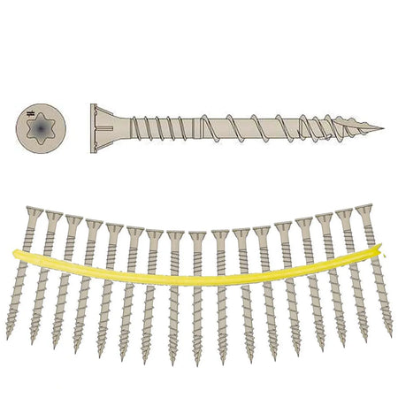 Quik Drive HCKDSVT158S - #8 x 1-5/8" T-25 Tan Collated Decking Screw - Wise Line Tools