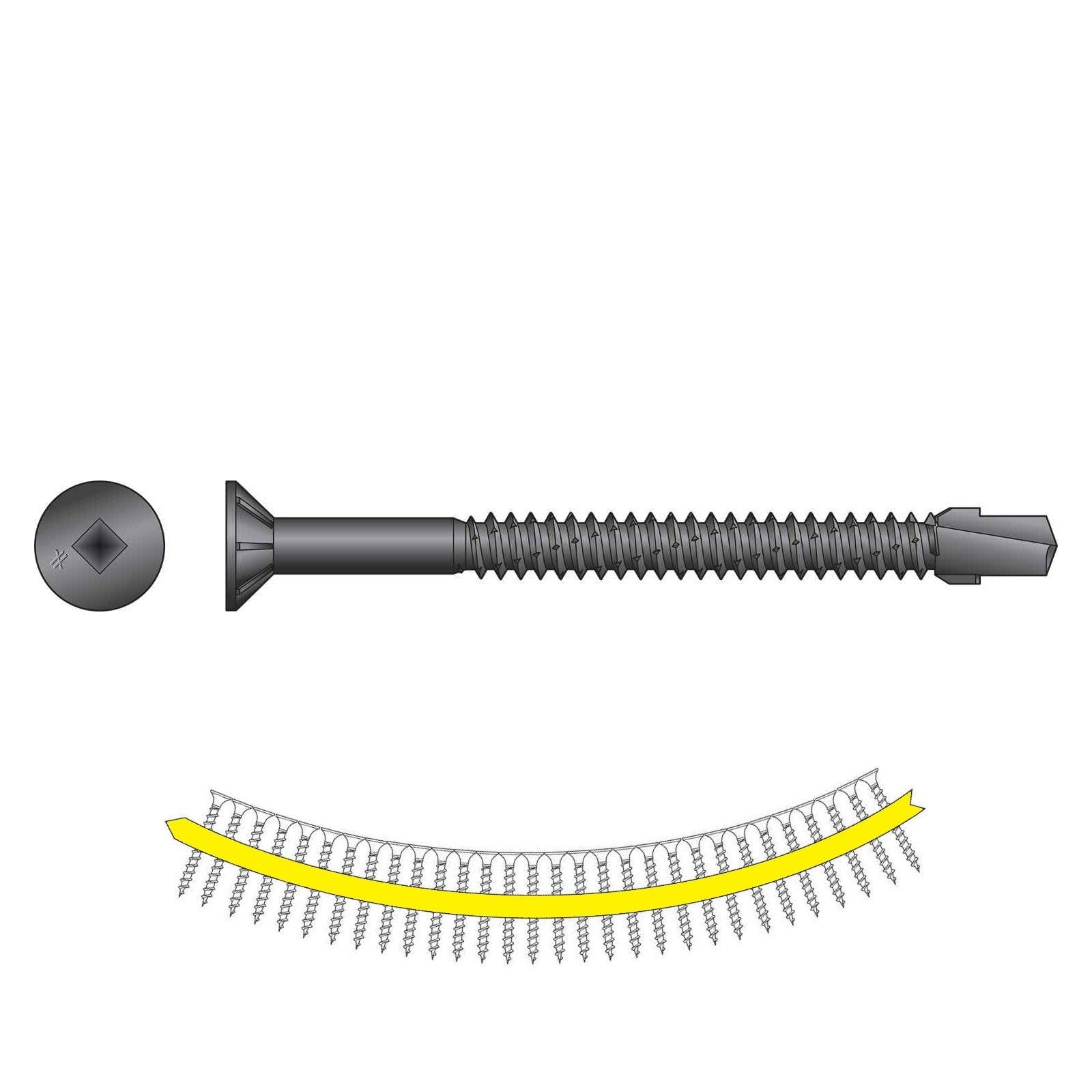 Quik Drive TFP1475S  -   #14 X 3" BLACK PHOSPHATE  WOOD TO METAL SCREWS (750/BX QUIK DRIVE