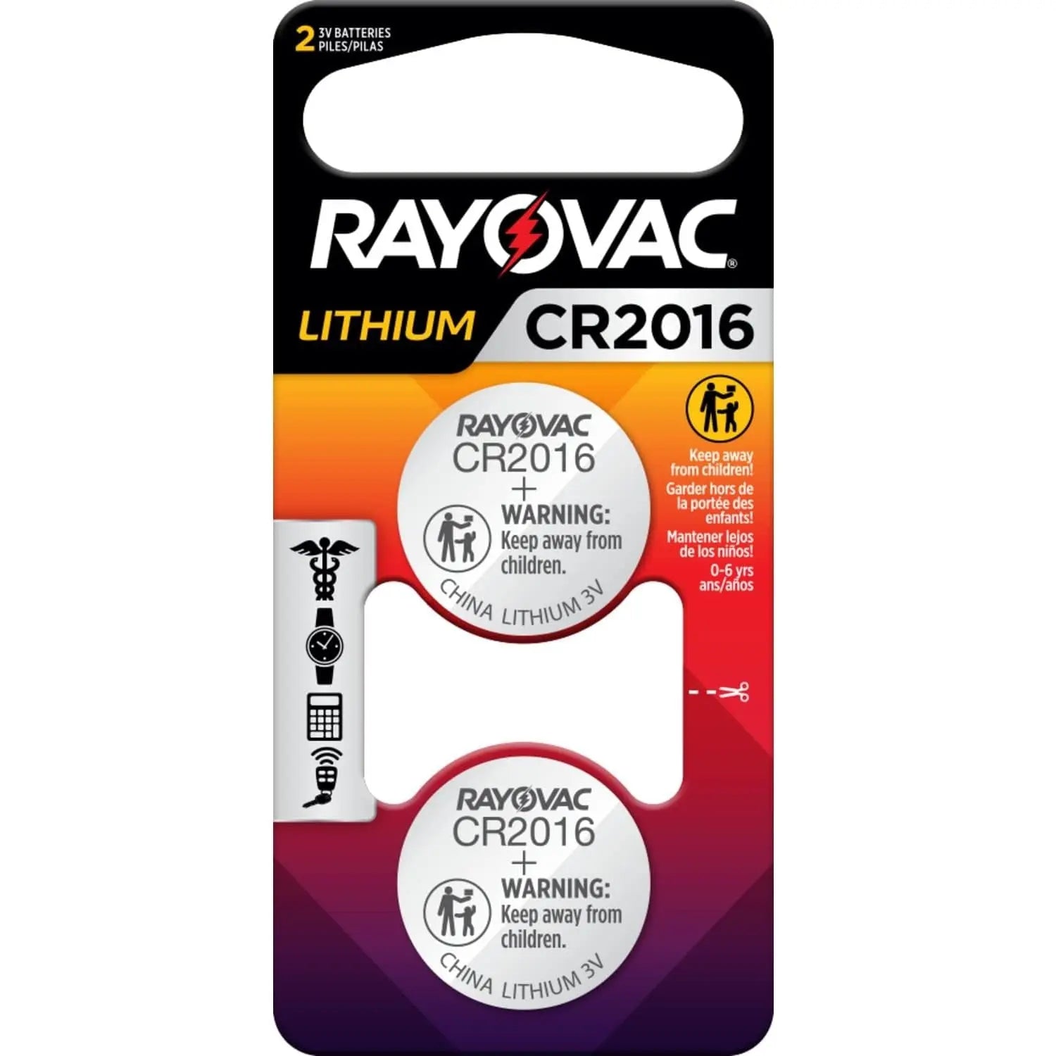 RAYOVAC KECR2016-2, 3-Lithium Coin Cell Batteries, 3 V (2-Pack/Cr2016 Size) RAYOVAC