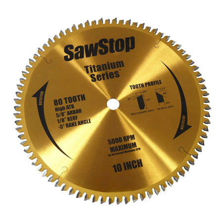 SAWSTOP BTS-P-80HATB - Premium-Sägeblatt der Titanium-Serie mit 80 Zähnen