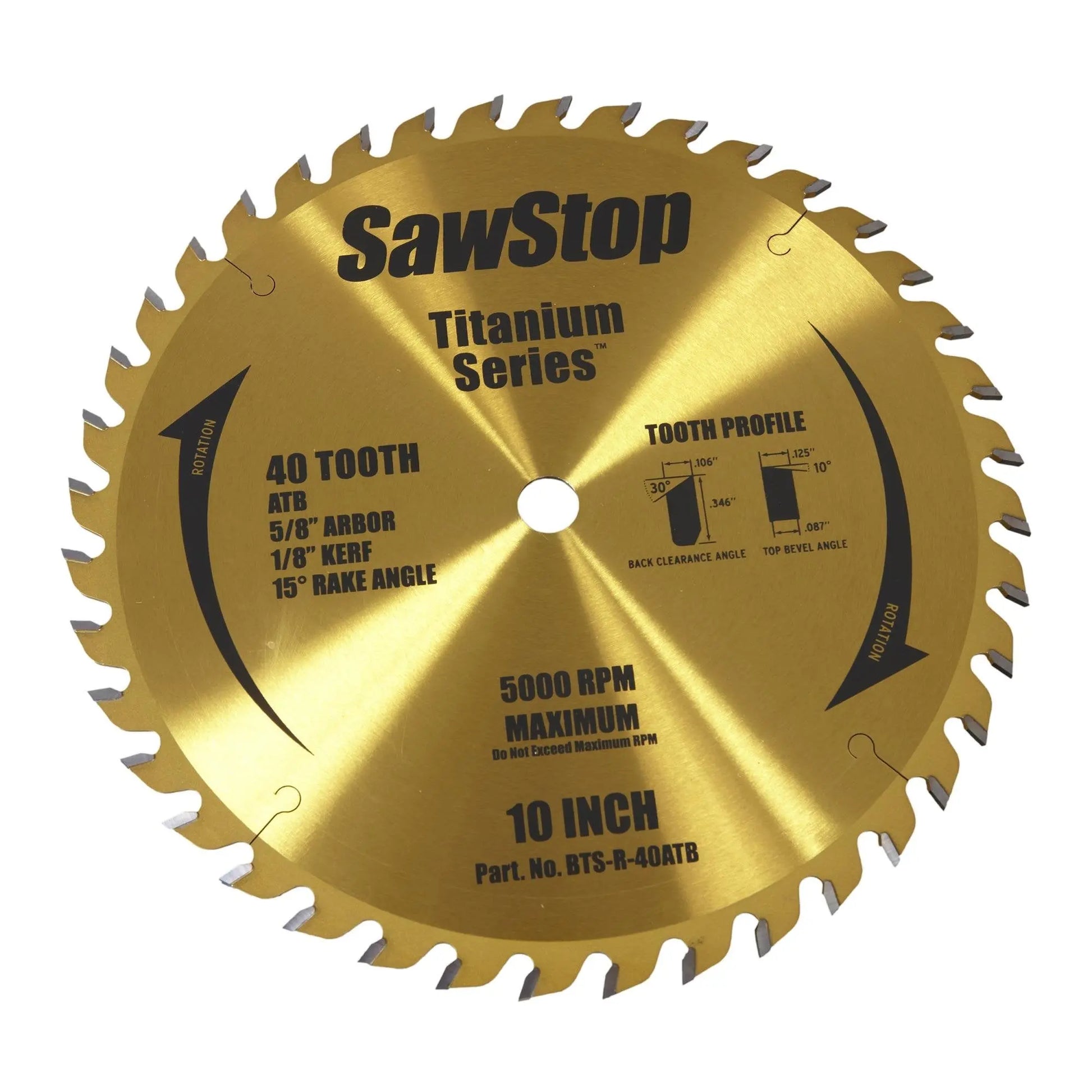 SAWSTOP BTS-R-40ATB  -  TITANIUM SERIES PREMIUM 40-TOOTH BLADE SAWSTOP