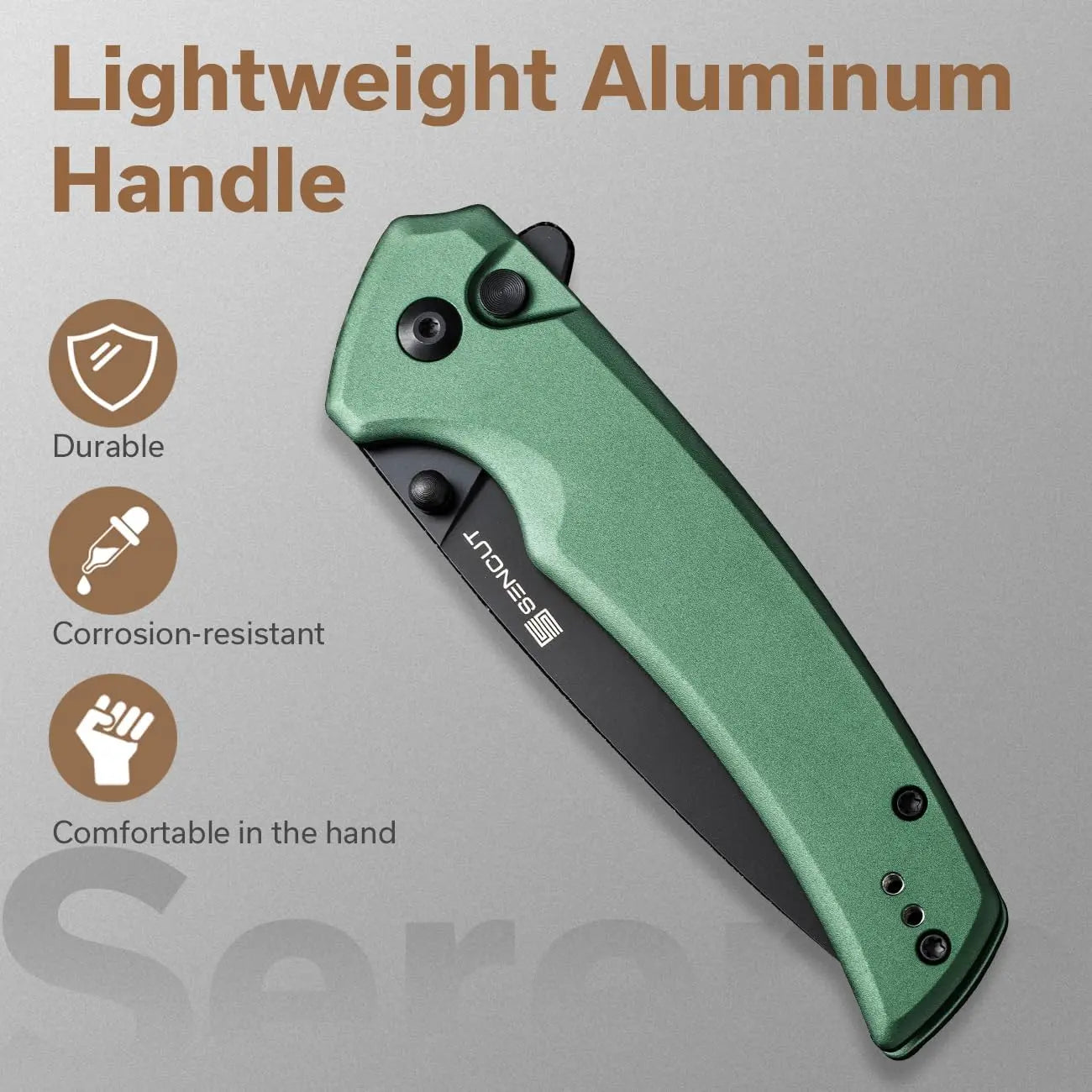 SENCUT SEN-S21022B-5 - Serene Flipper Button Lock Knife - Green SENCUT