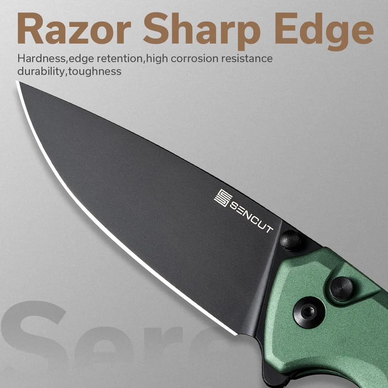 SENCUT SEN-S21022B-5 - Serene Flipper Button Lock Knife - Green SENCUT