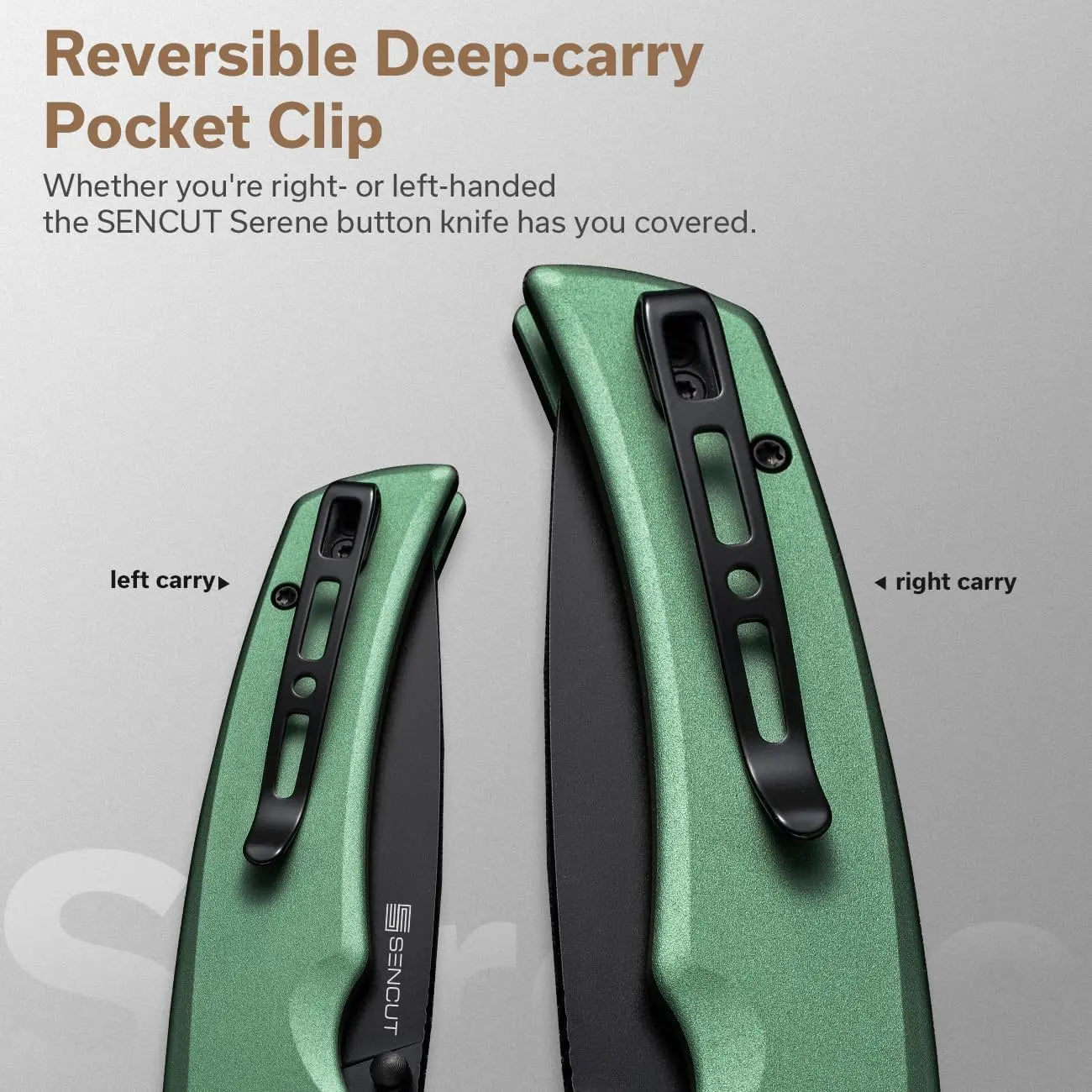 SENCUT SEN-S21022B-5 - Serene Flipper Button Lock Knife - Green SENCUT