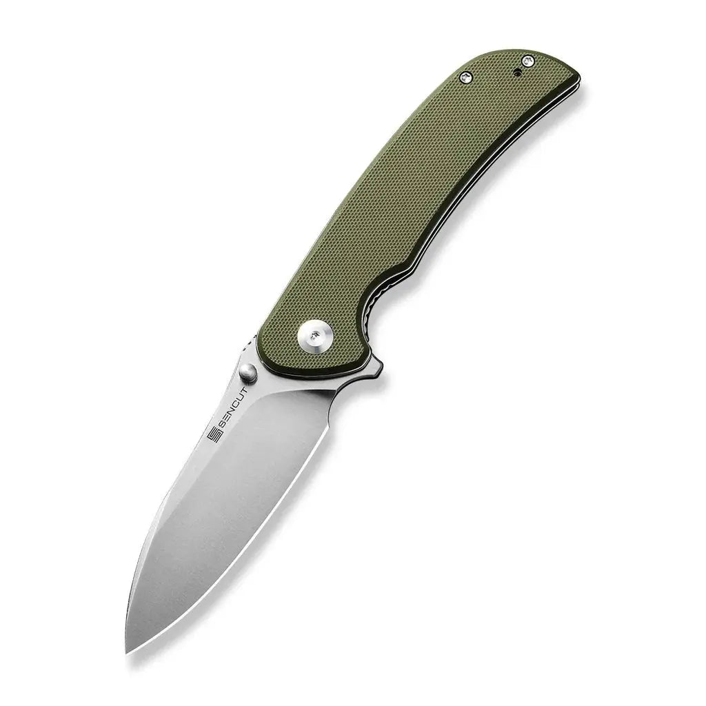 SENCUT SEN-S23077-1 - Borzam Flipper Folding Knife - OD Green G10 Handle SENCUT