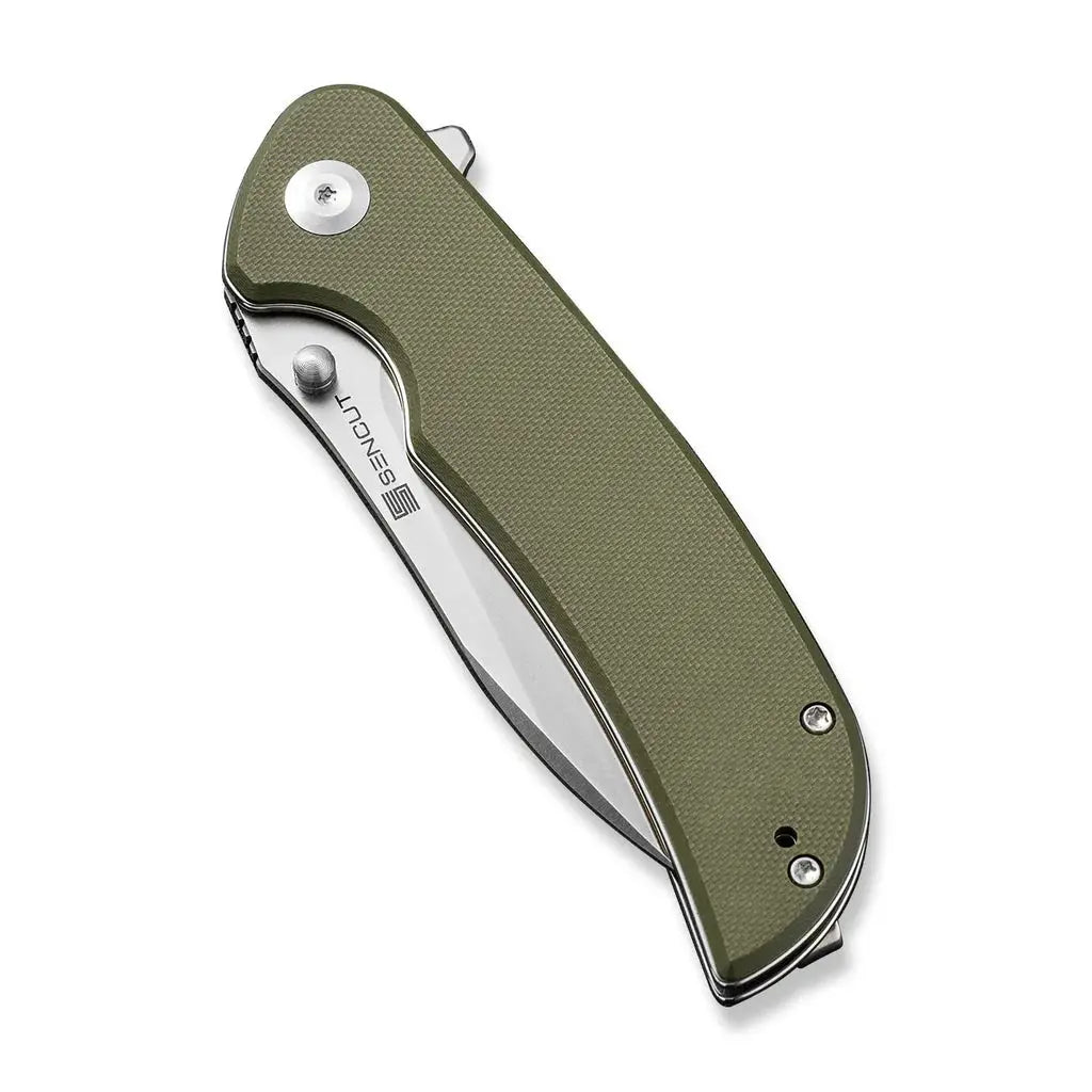 SENCUT SEN-S23077-1 - Borzam Flipper Folding Knife - OD Green G10 Handle SENCUT