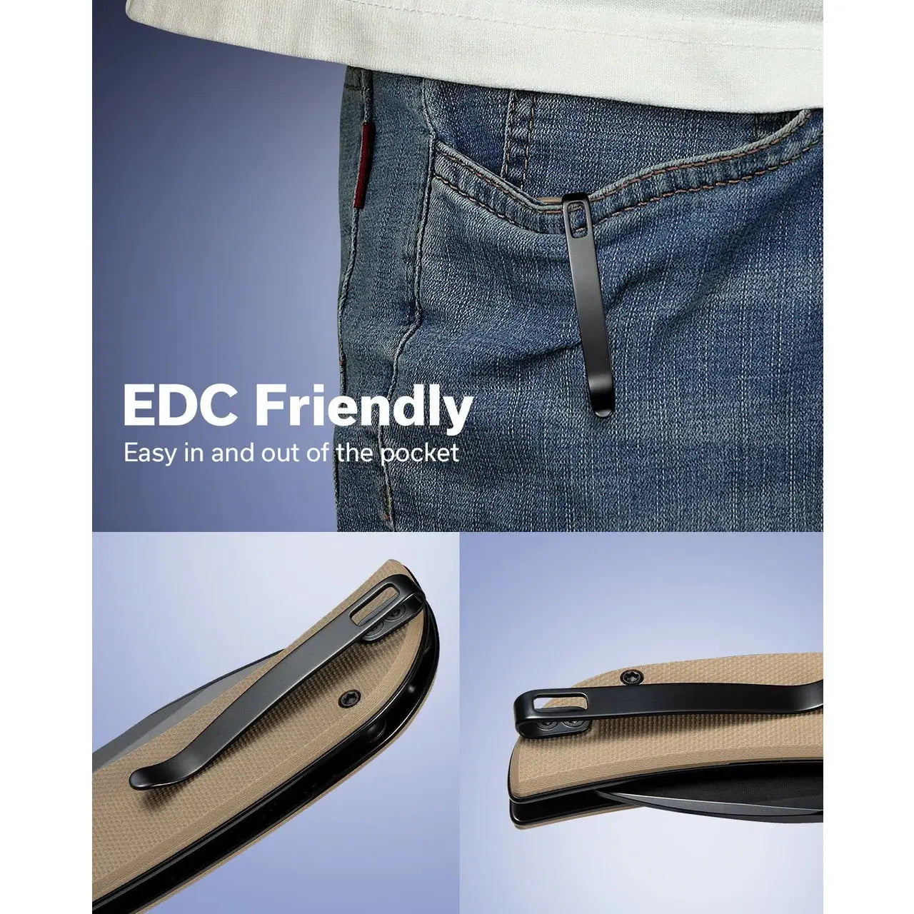 SENCUT SEN-S23077-2 - Borzam Flipper Folding Knife - Tan G10 Handle SENCUT