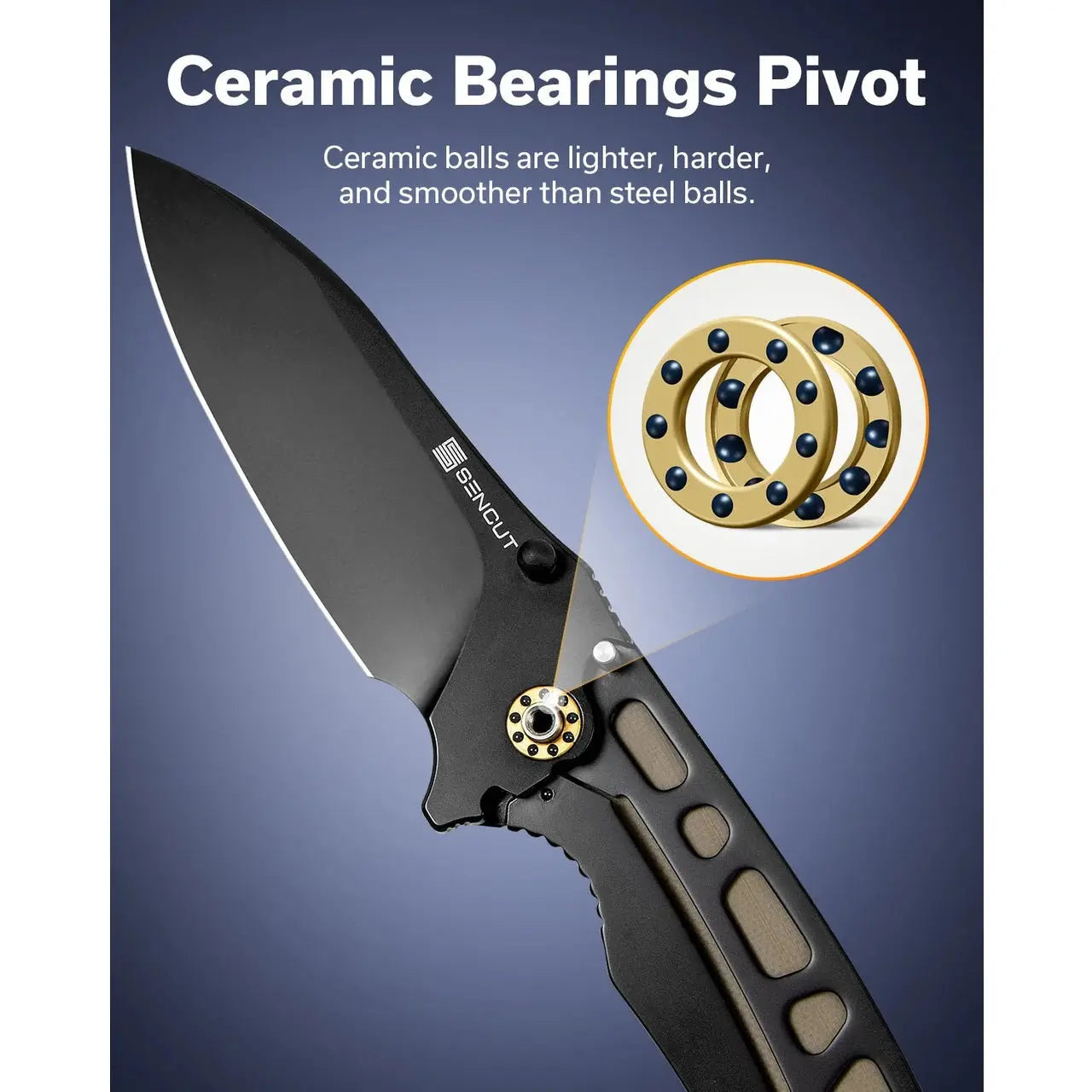 SENCUT SEN-S23077-2 - Borzam Flipper Folding Knife - Tan G10 Handle SENCUT