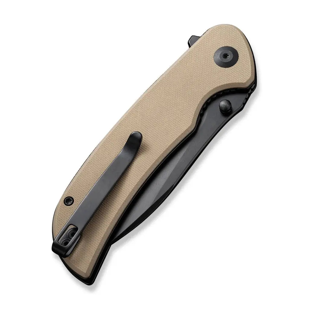 SENCUT SEN-S23077-2 - Borzam Flipper Folding Knife - Tan G10 Handle SENCUT