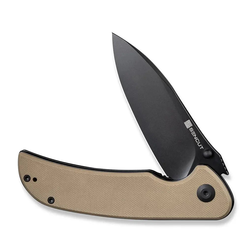 SENCUT SEN-S23077-2 - Borzam Flipper Folding Knife - Tan G10 Handle SENCUT