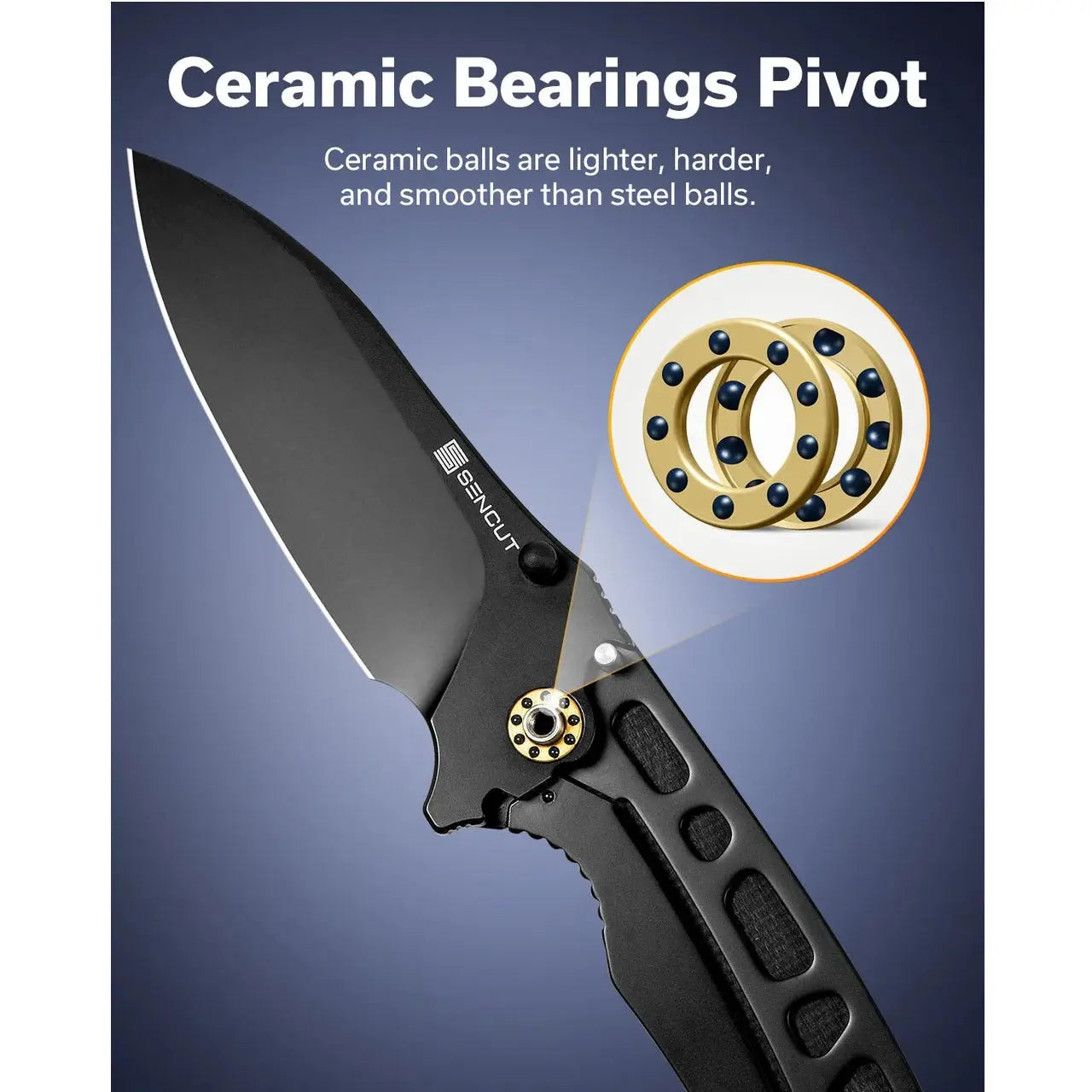 SENCUT SEN-S23077-3 - Borzam Flipper Folding Knife - Micarta Handle SENCUT