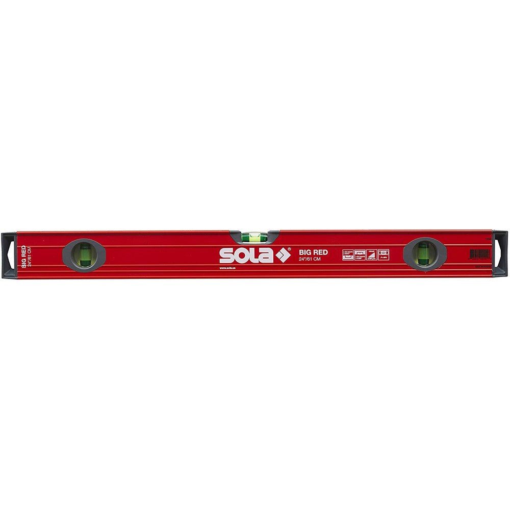 SOLA Level LSB24 Big Red Aluminum Box Beam Level with 3 - 60% Magnified Vials, 24-Inch - Wise Line Tools