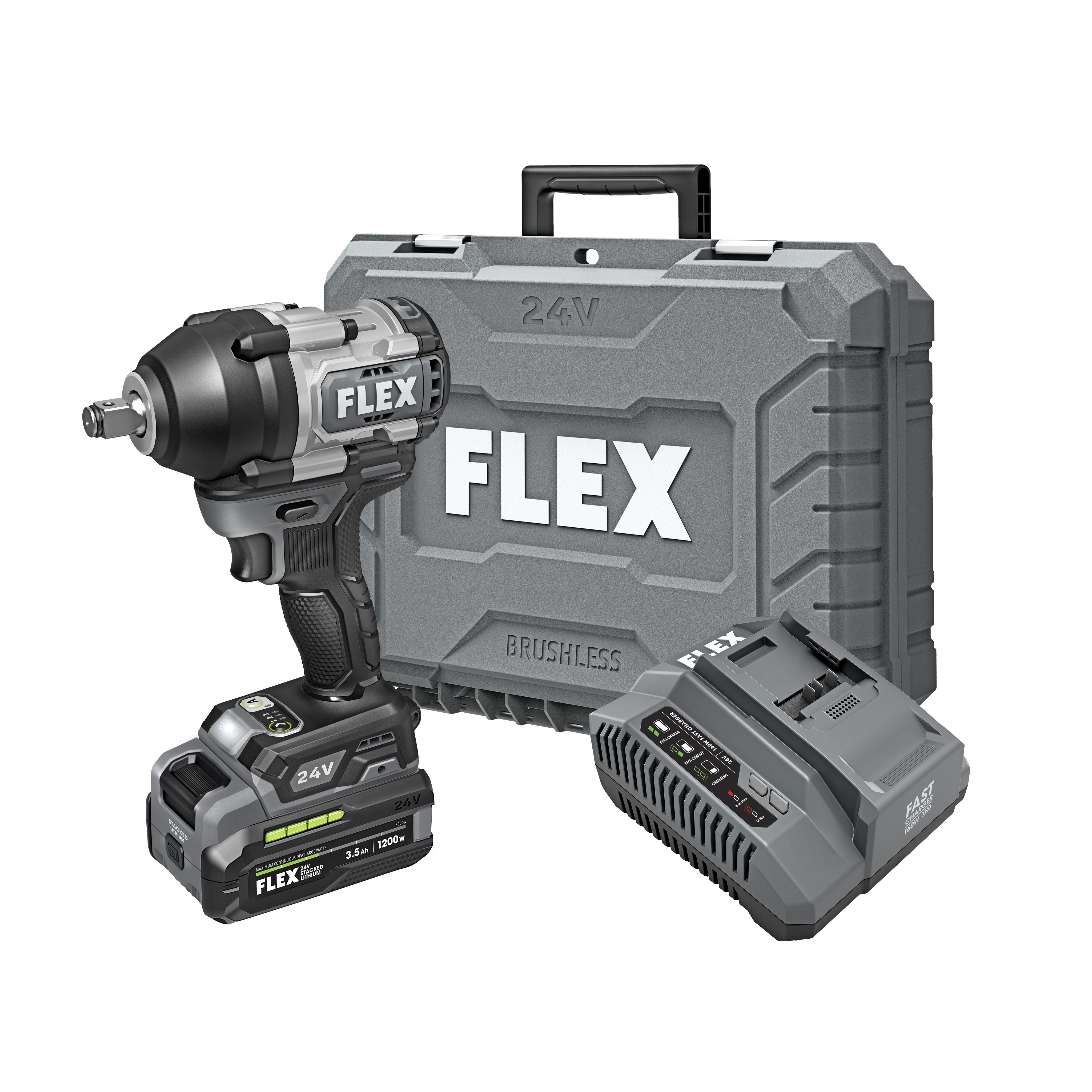 FLEX FX1451-1F - 1/2” MID-TORQUE IMPACT WRENCH STACKED LITHIUM KIT