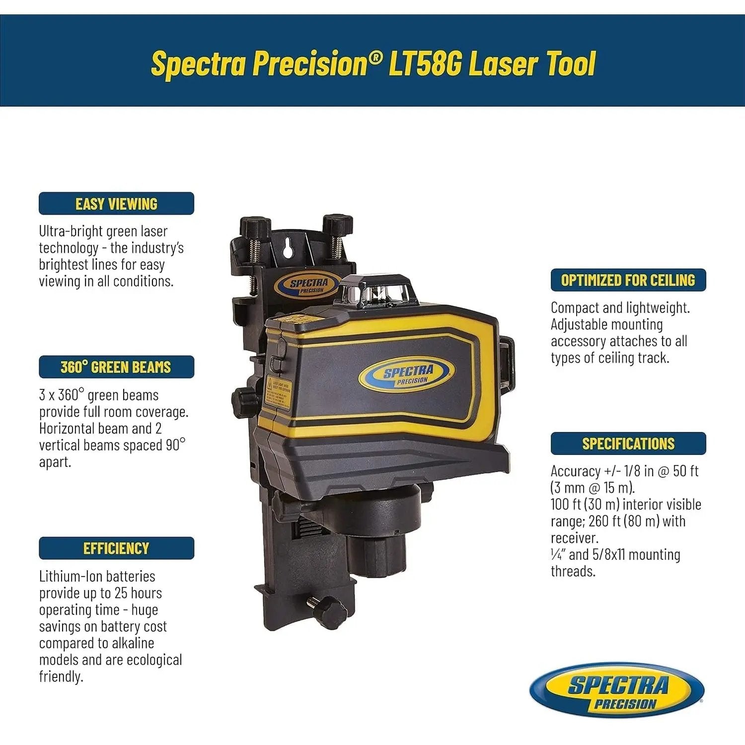 SPECTRA LT58G - 3/360 Gr. Beam Layout Laser Tool SPECTRA