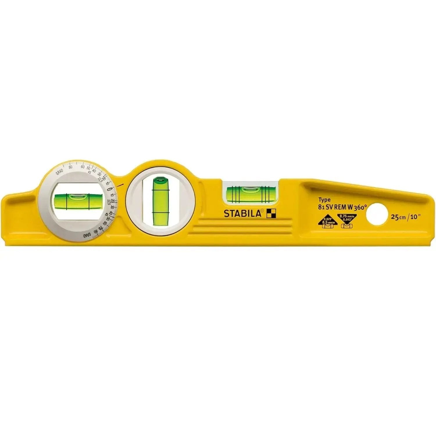STABILA STA-25245 - 3 Vial, 45 degree W/ V-Groove Magnetic 10" STABILA