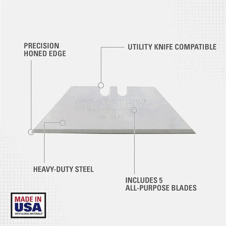 STANLEY 11-921 - 5 PK 1992® HEAVY-DUTY UTILITY BLADES STANLEY