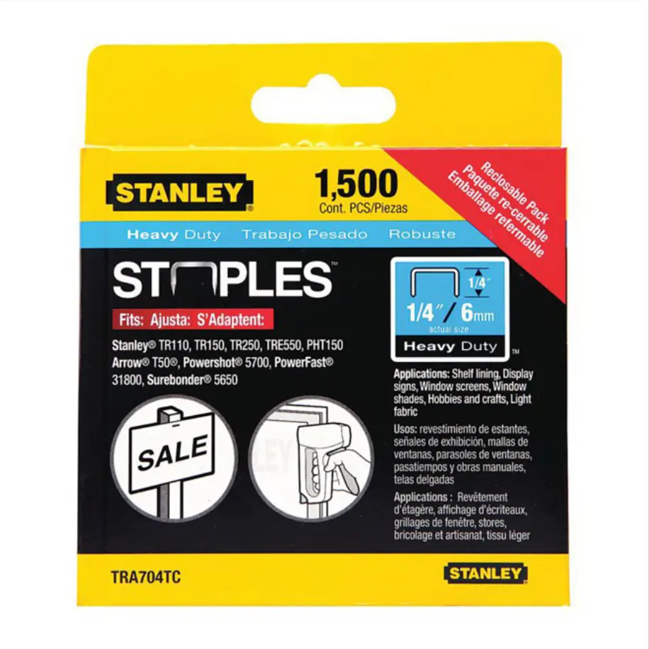 STANLEY TRA704TC - 1,500 PC 1/4 IN HEAVY DUTY STAPLES STANLEY