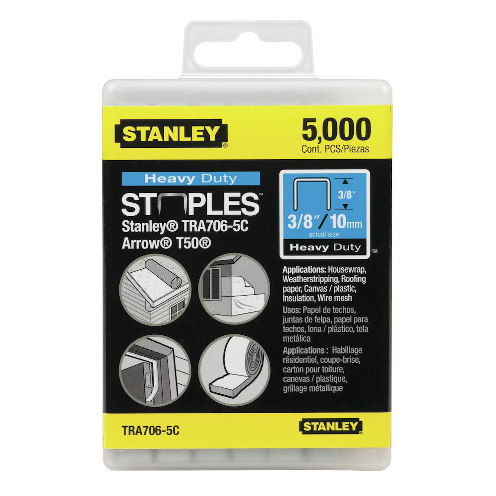 STANLEY TRA706-5C - 5,000 PC 3/8 IN HEAVY DUTY STAPLES STANLEY
