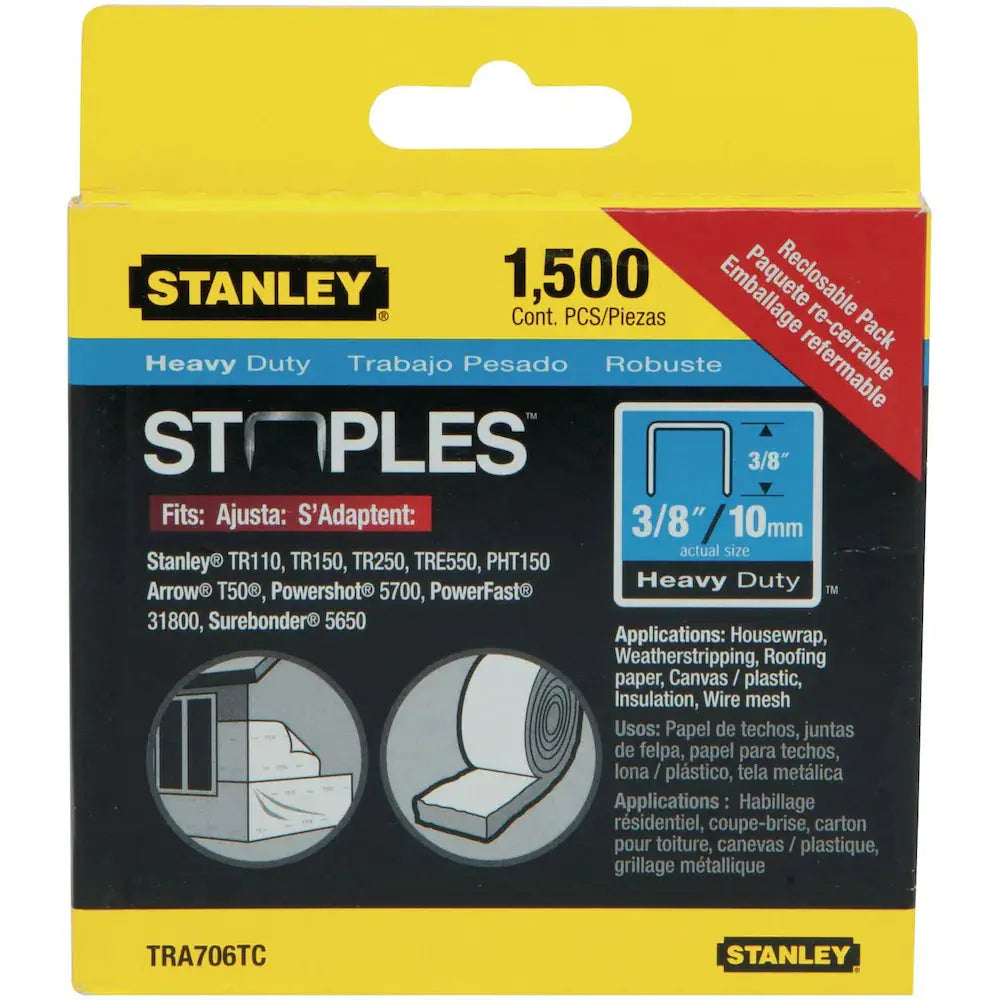 STANLEY TRA706TCS - 1,500 PC 3/8 IN HEAVY DUTY STAPLES STANLEY
