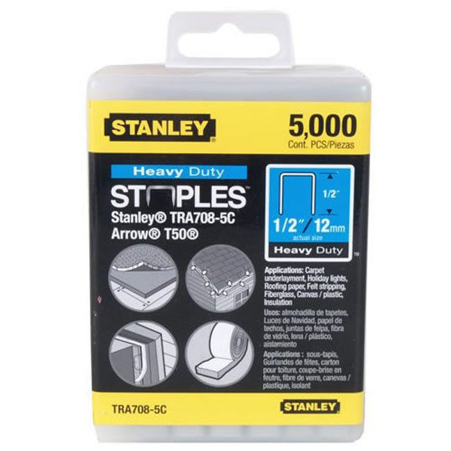STANLEY TRA708-5C  -  5,000 PC 1/2 IN HEAVY DUTY STAPLES - Wise Line Tools