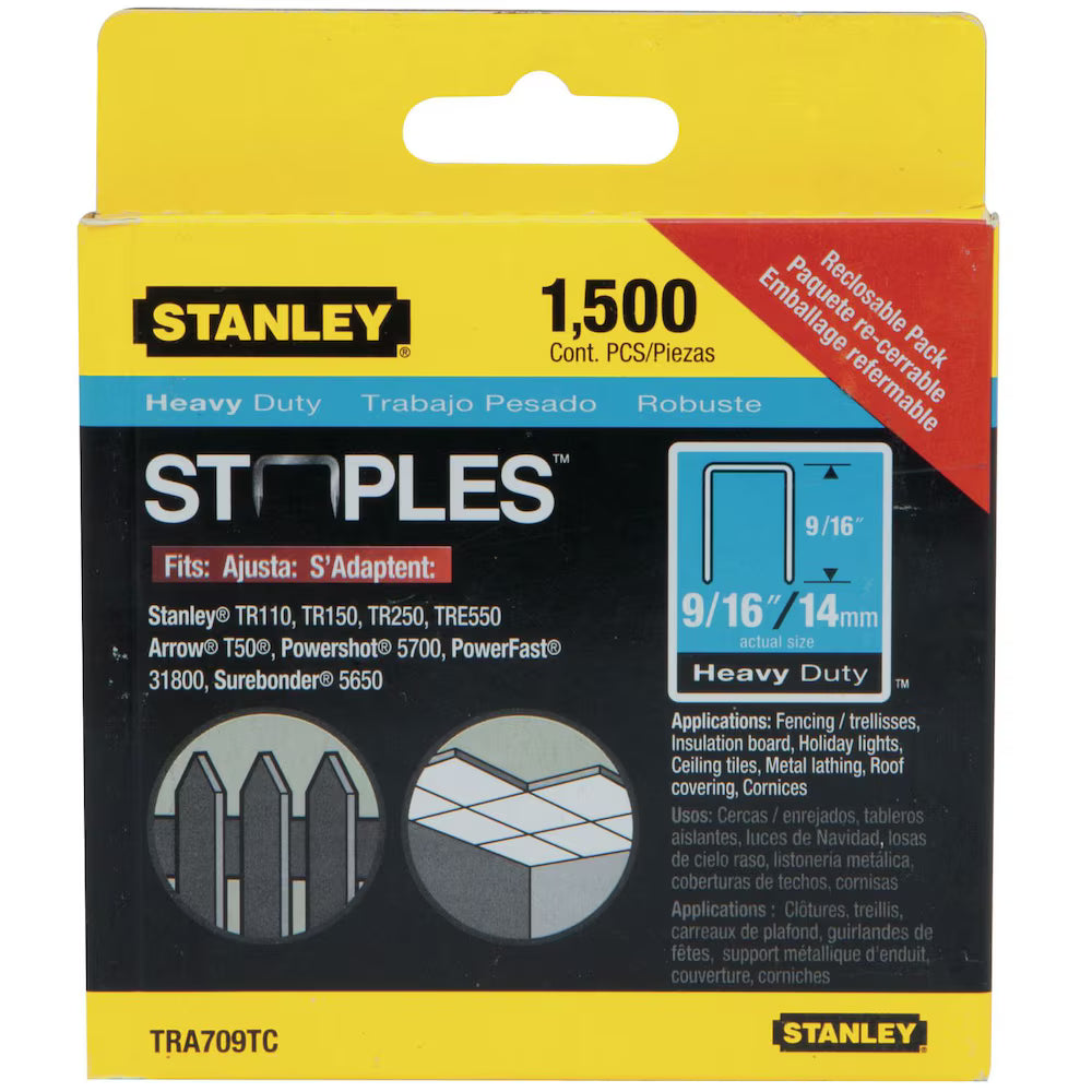 STANLEY TRA709TC - 1,500 PC 9/16 IN HEAVY DUTY STAPLES STANLEY