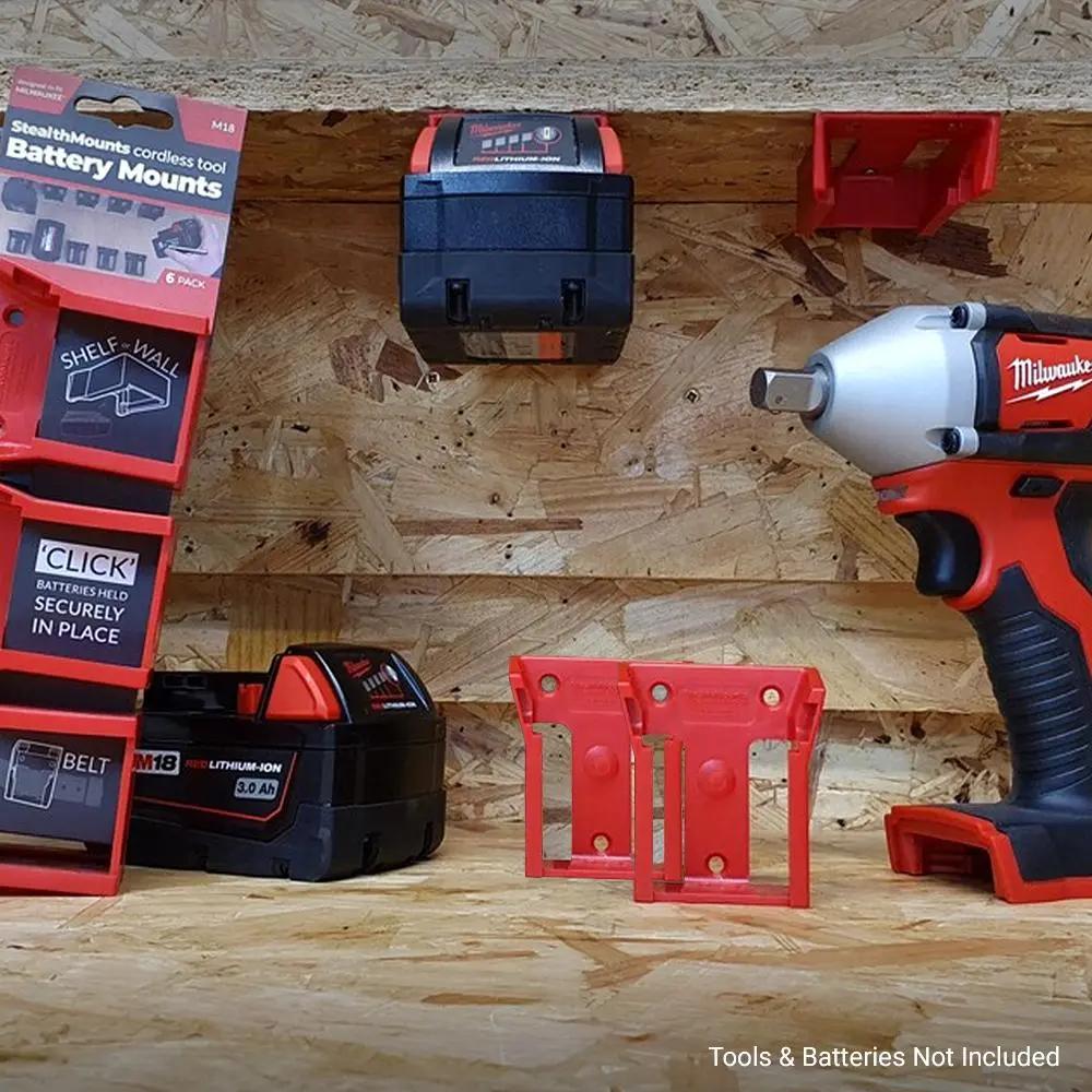 STEALTHMOUNTS BM-MW18-RED-6 - Battery Mount Milwaukee M18 Red 6pk STEALTHMOUNTS