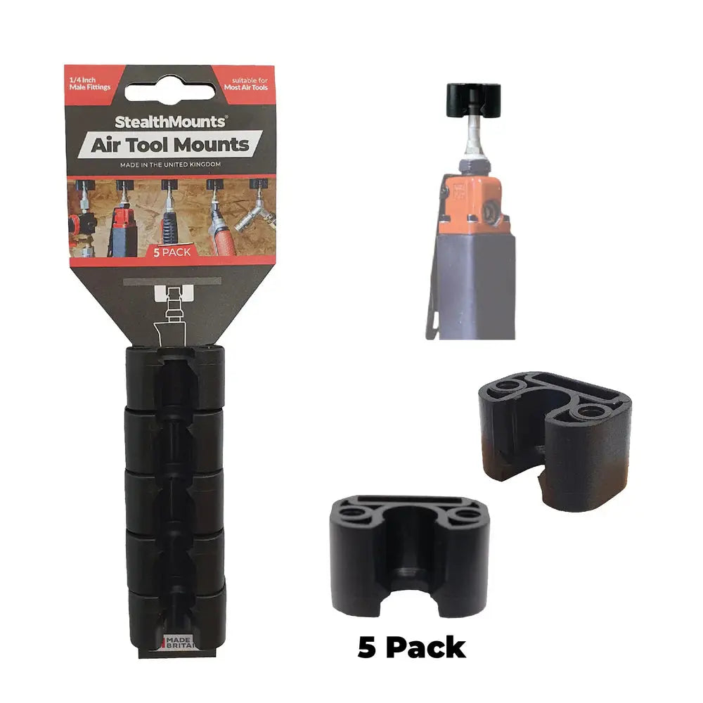 STEALTHMOUNTS OM-ATM-BLK-5 - 1/4 in Fitting Air Tool Mounts, 5 Pack STEALTHMOUNTS