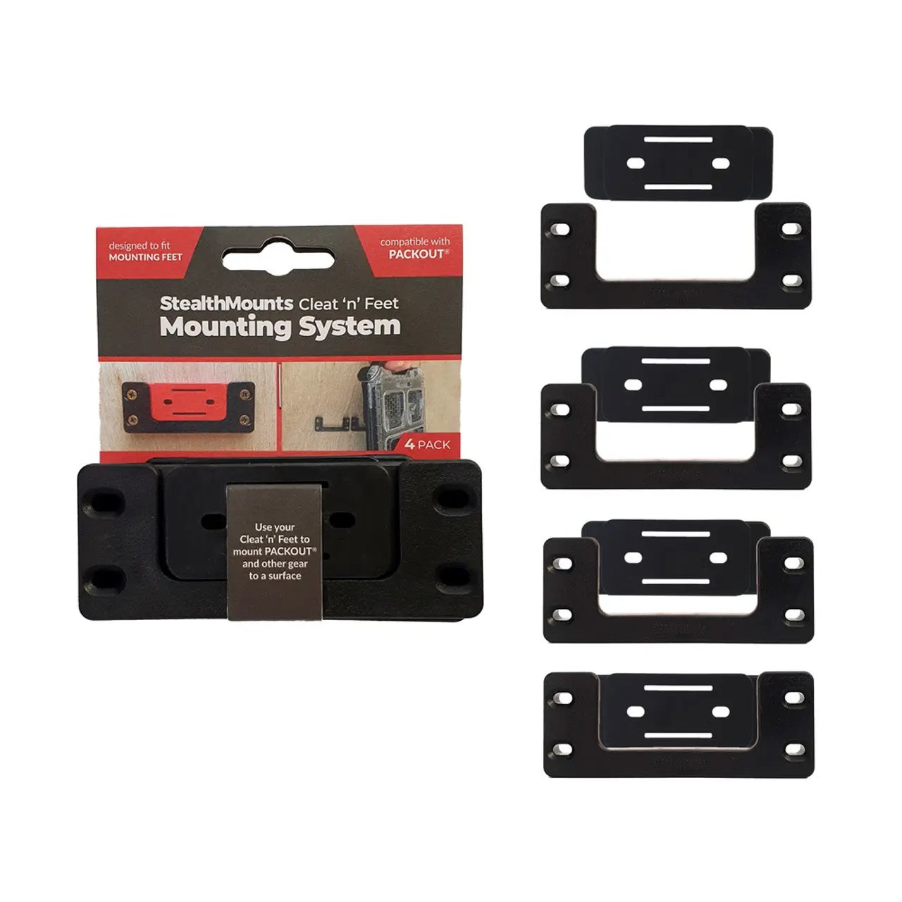 STEALTHMOUNTS OM-CLFT-BLK-4 - Cleat 'n' Feet Mounting System STEALTHMOUNTS