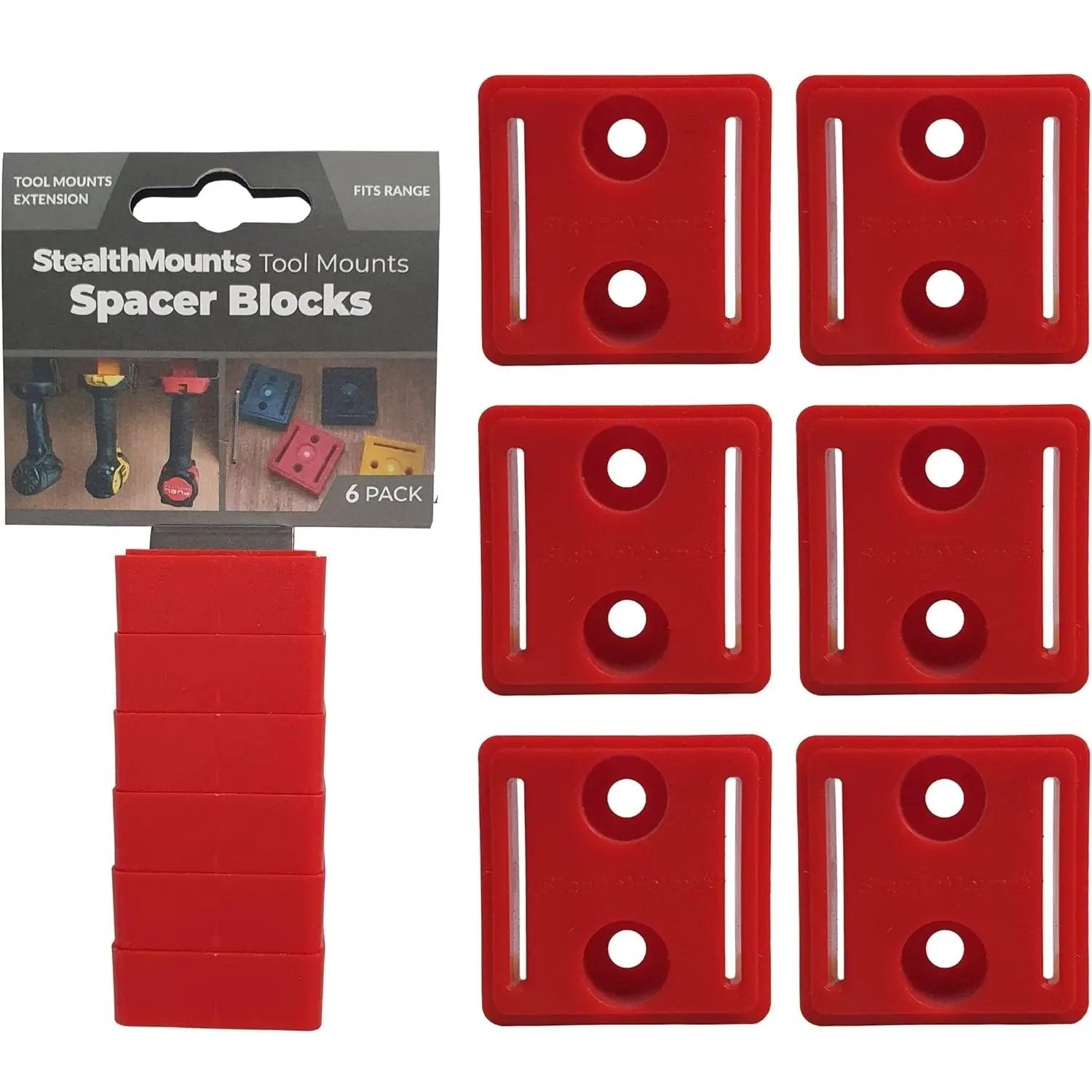 STEALTHMOUNTS TMSPACE-RED-6 - Belthook Spacers for Milwaukee Tool Mount - 6PK STEALTHMOUNTS