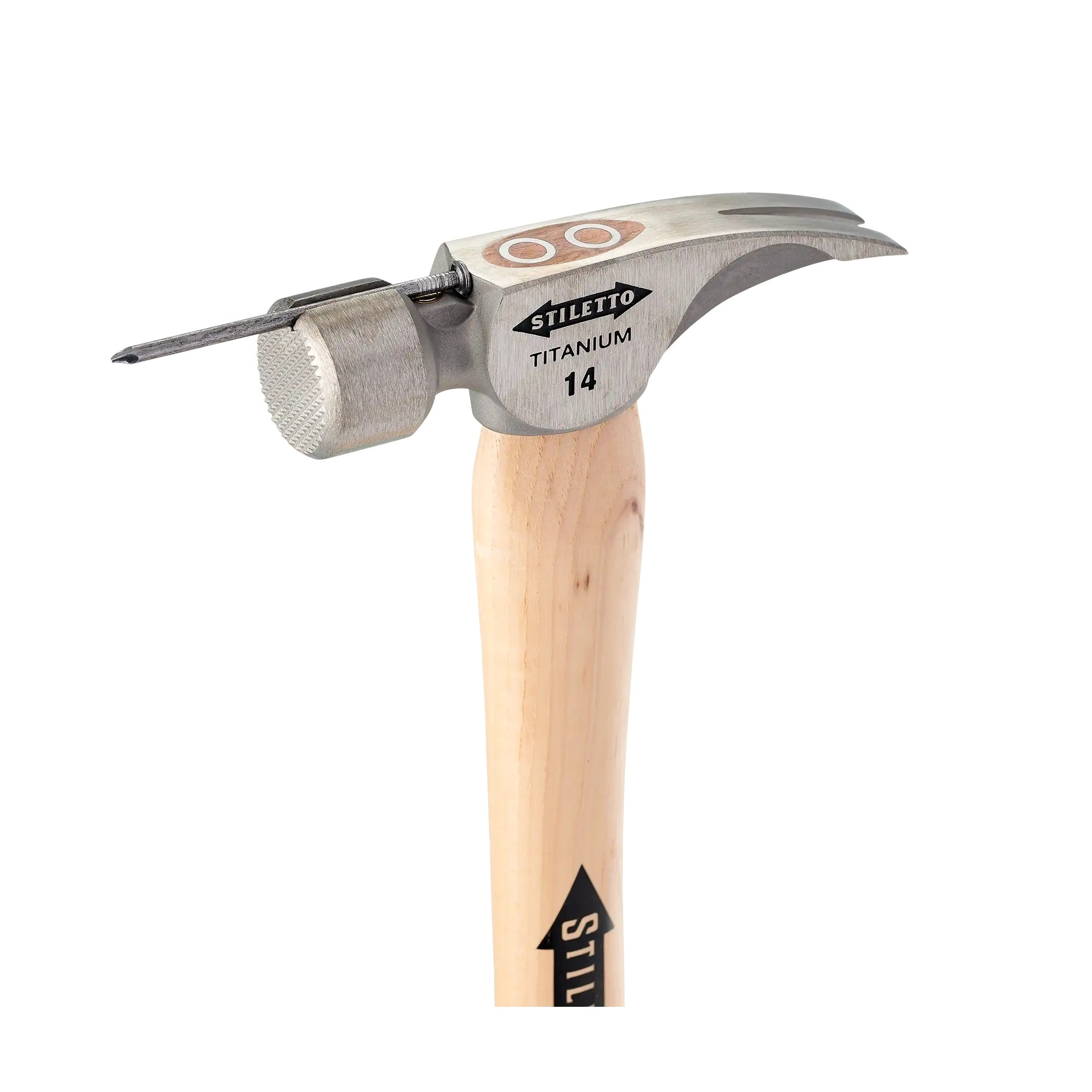 Milwaukee TI14MC - Marteau à tête fraisée en titane de 397 g avec manche courbé en hickory de 46 cm