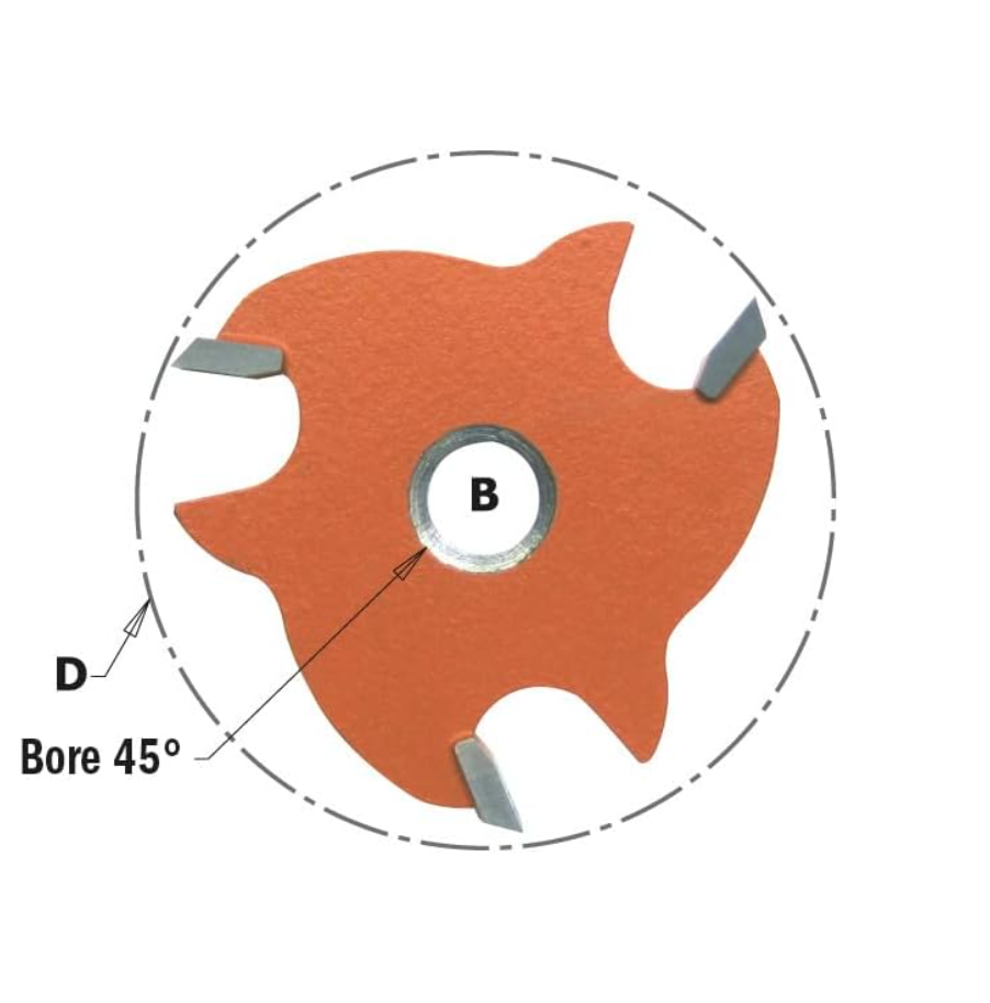 CMT 823.340.11 - Fraise à rainurer 5/32" avec alésage à 45°