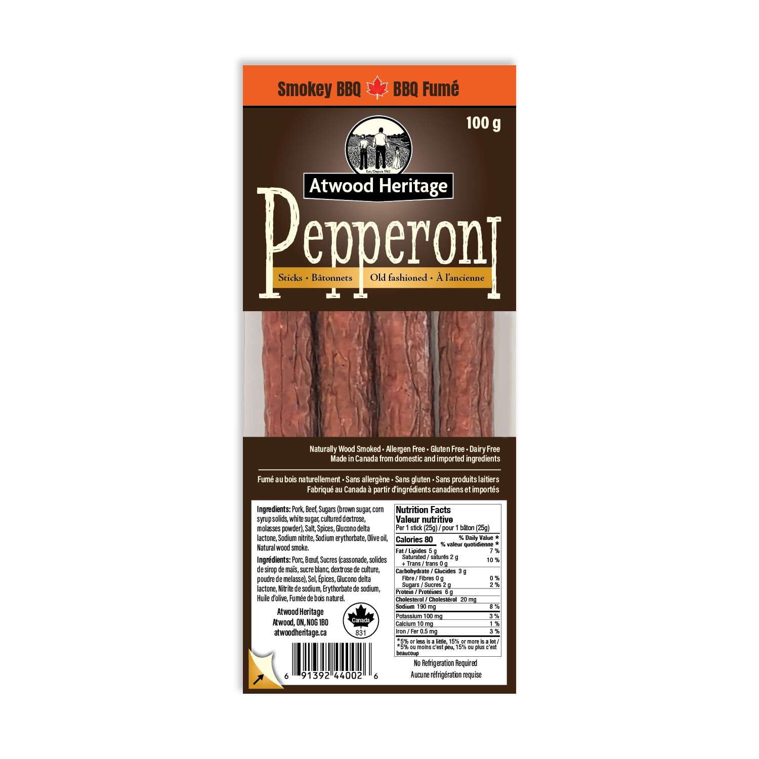 ATWOOD HERITAGE ATW-44002 - 4pk Smokey BBQ Pepperoni Sticks