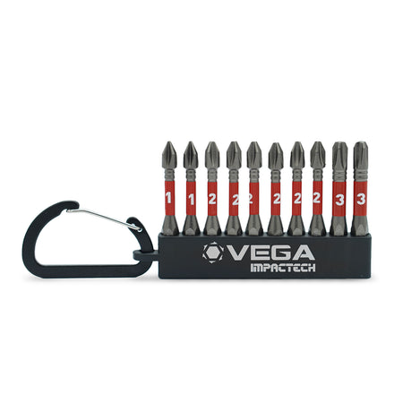 VEGA T150PCS10 - Impactech Phillips 10-Piece Carabiner Driver Bit Set