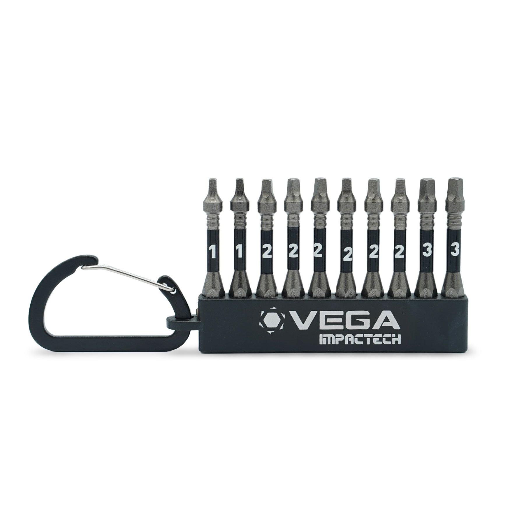 VEGA T150RCS10 - 10-Piece Color-Coded Square Drive Carabiner Bit Set