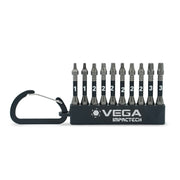VEGA T150RCS10 - 10-Piece Color-Coded Square Drive Carabiner Bit Set