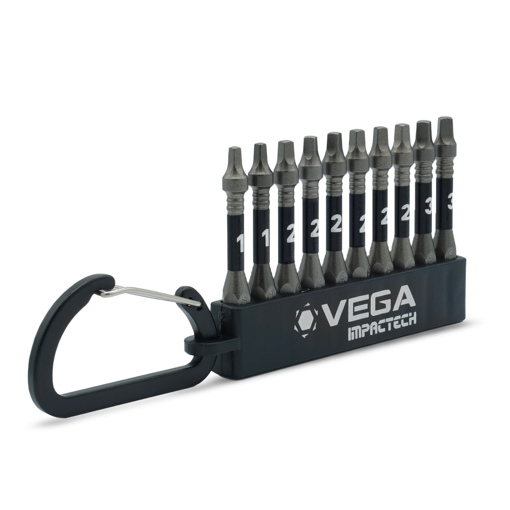 VEGA T150RCS10 - 10-Piece Color-Coded Square Drive Carabiner Bit Set