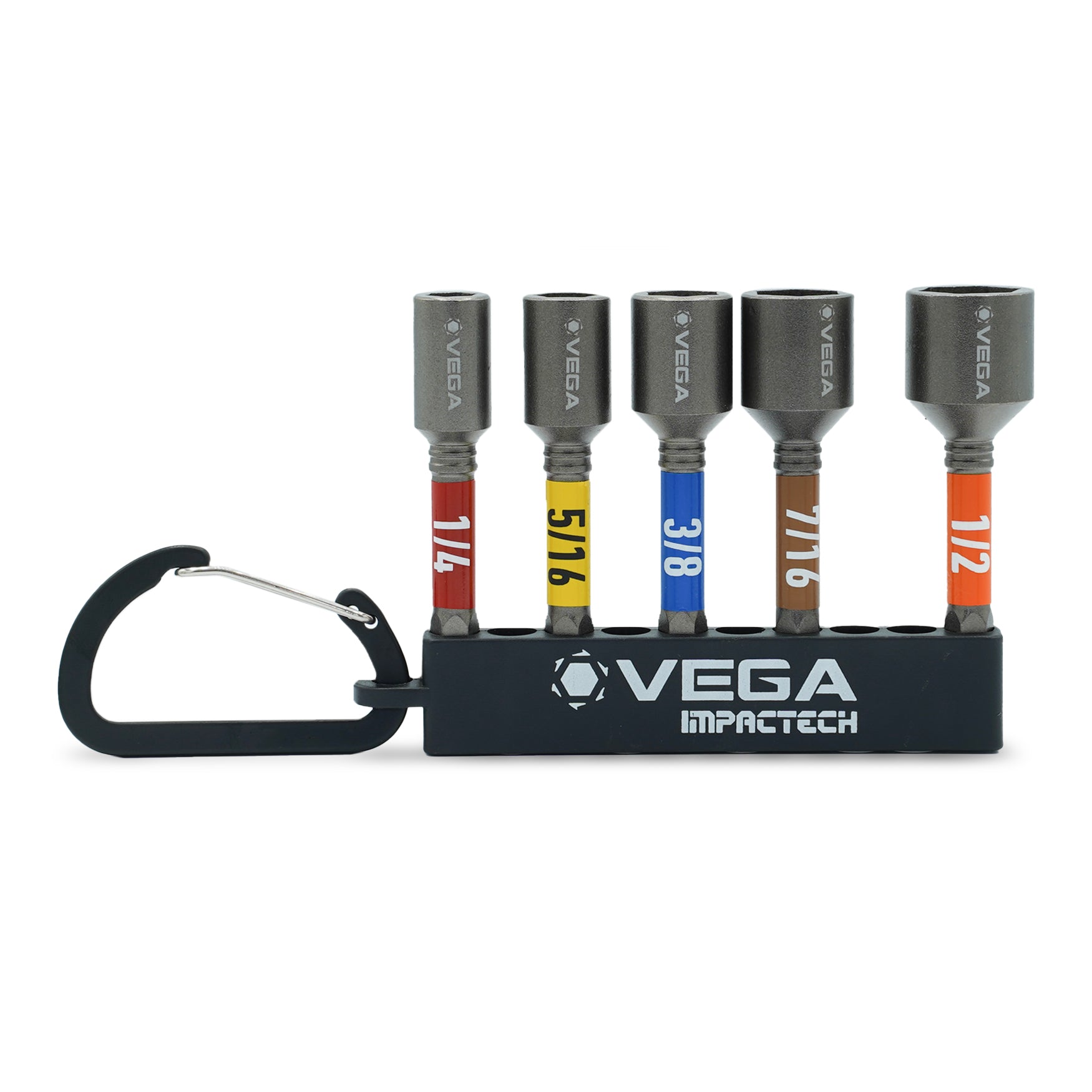VEGA T165MNCS5 - 5-Piece Magnetic Nutsetter Set with Carabiner