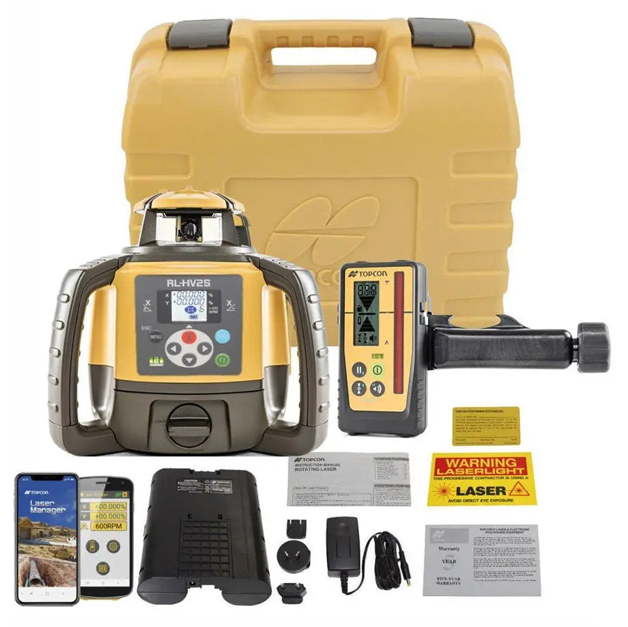 Topcon 1051612-22 RL-HV2S Dual Grade Laser w/ Rechargeable NiMH Battery & LS-100D Receiver - Wise Line Tools