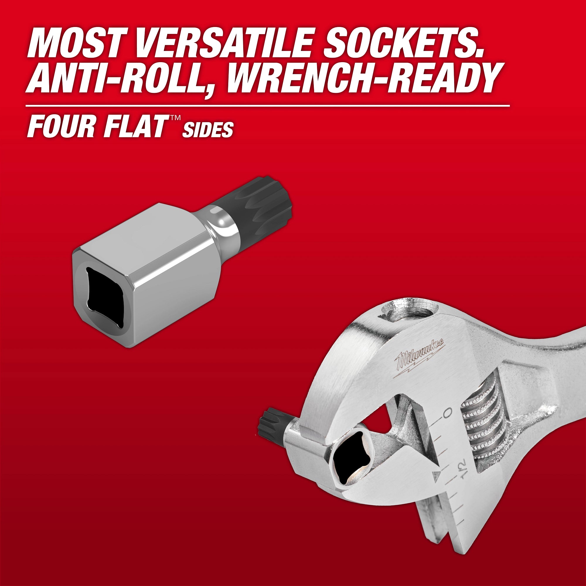 Milwaukee Triple Square Bit Socket Feature showing Four Flat Sides