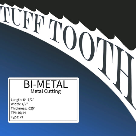 Tuff Tooth - 64-1/2" x 1/2" x .025" x 10/14TPI VT - BI-METAL (Metal Cutting) Bandsaw Blade R&D Bandsaw