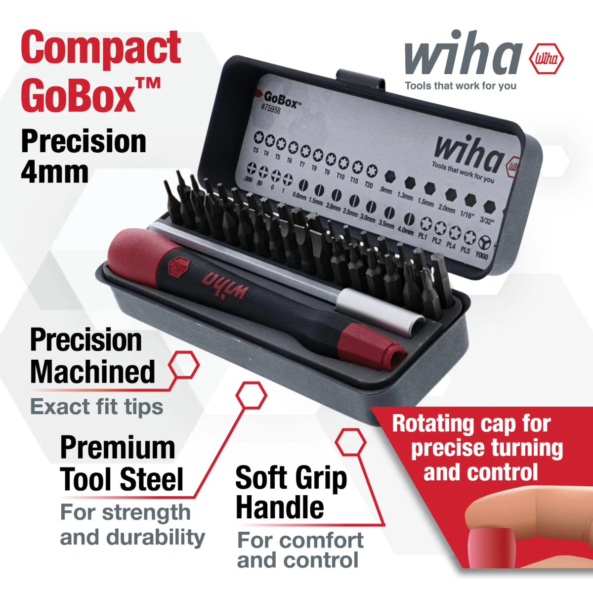 WIHA WIH-75958 - 36pc GoBox Precision Micro Bit Set