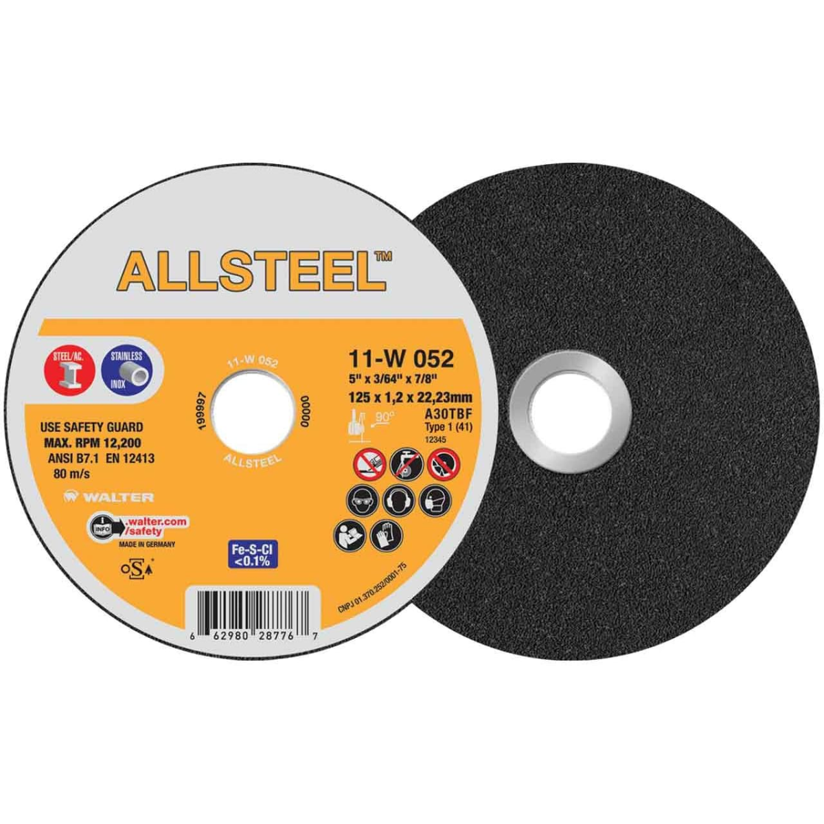 WALTER WAL-11W052 - 5" ALLSTEEL Cutting Wheel