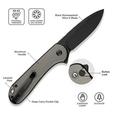 CIVIVI CIV-C18062PD-1 - Elementum Flipper Folding Knife - Gray