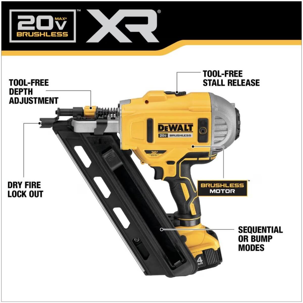 DEWALT DCN910B - 20V MAX XR Brushless 21-Degree Plastic Collated Duplex Nailer