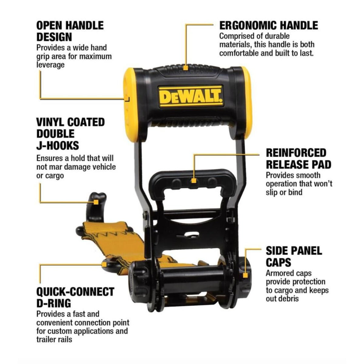 DEWALT DXBC33002 - 1.5 in. x 16 ft. Ratchet Tie Down Straps (2-Pack)