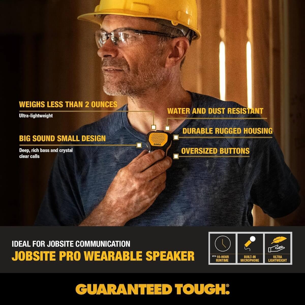 DEWALT 1901148DW2 - Jobsite Pro Wearable Bluetooth Speaker