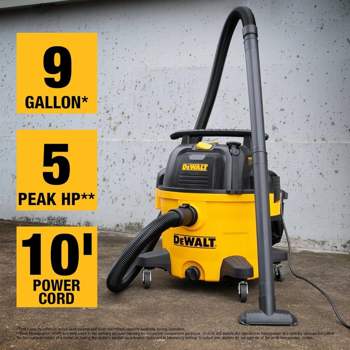 DEWALT DXV09P - 9 Gallon 5 Peak HP Poly Wet/Dry Vacuum