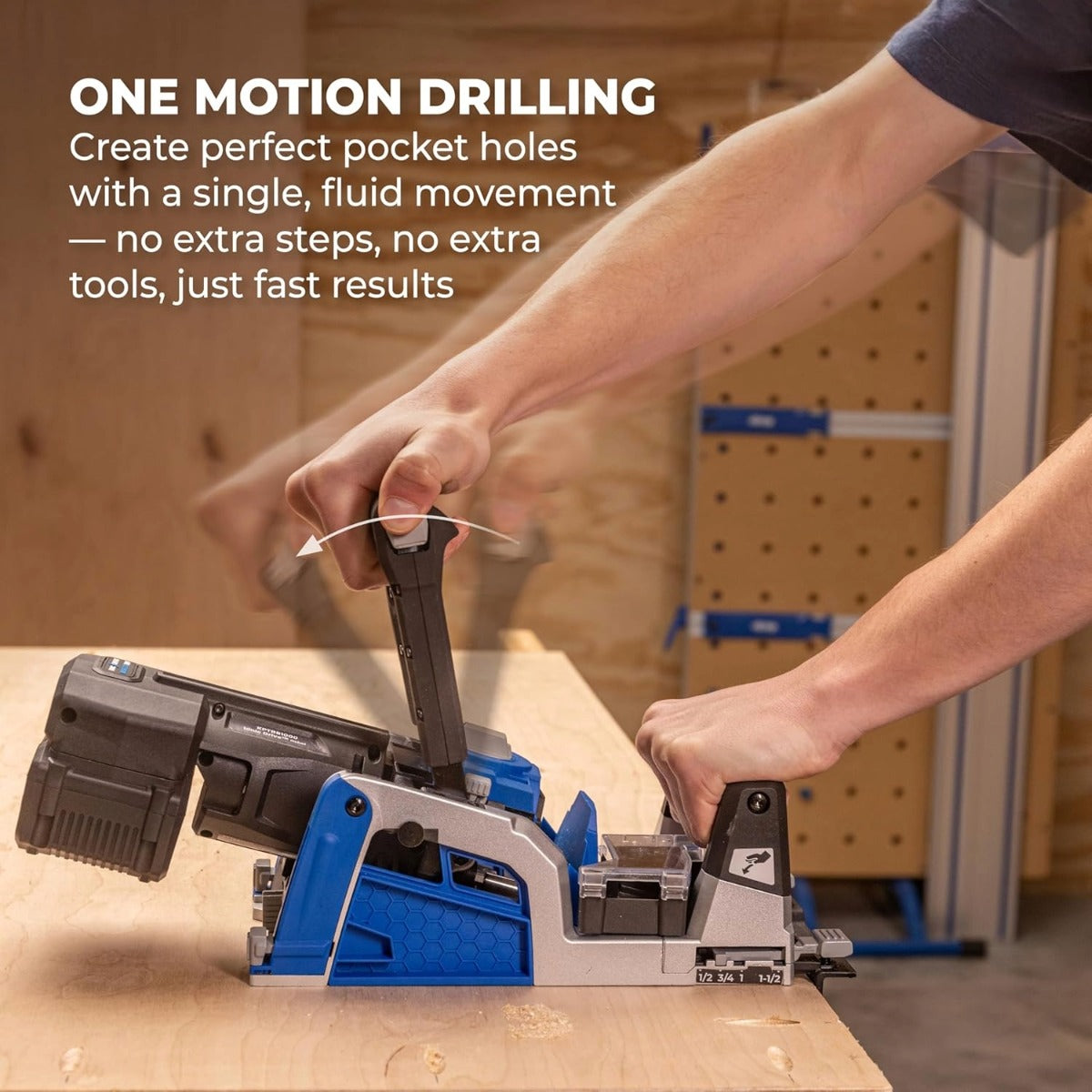 KREG KPTBRB100A - Rebel 20V Ionic Drive Pocket-Hole Joiner Kit